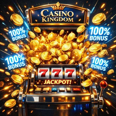 Slot machine exploding with golden bonus coins